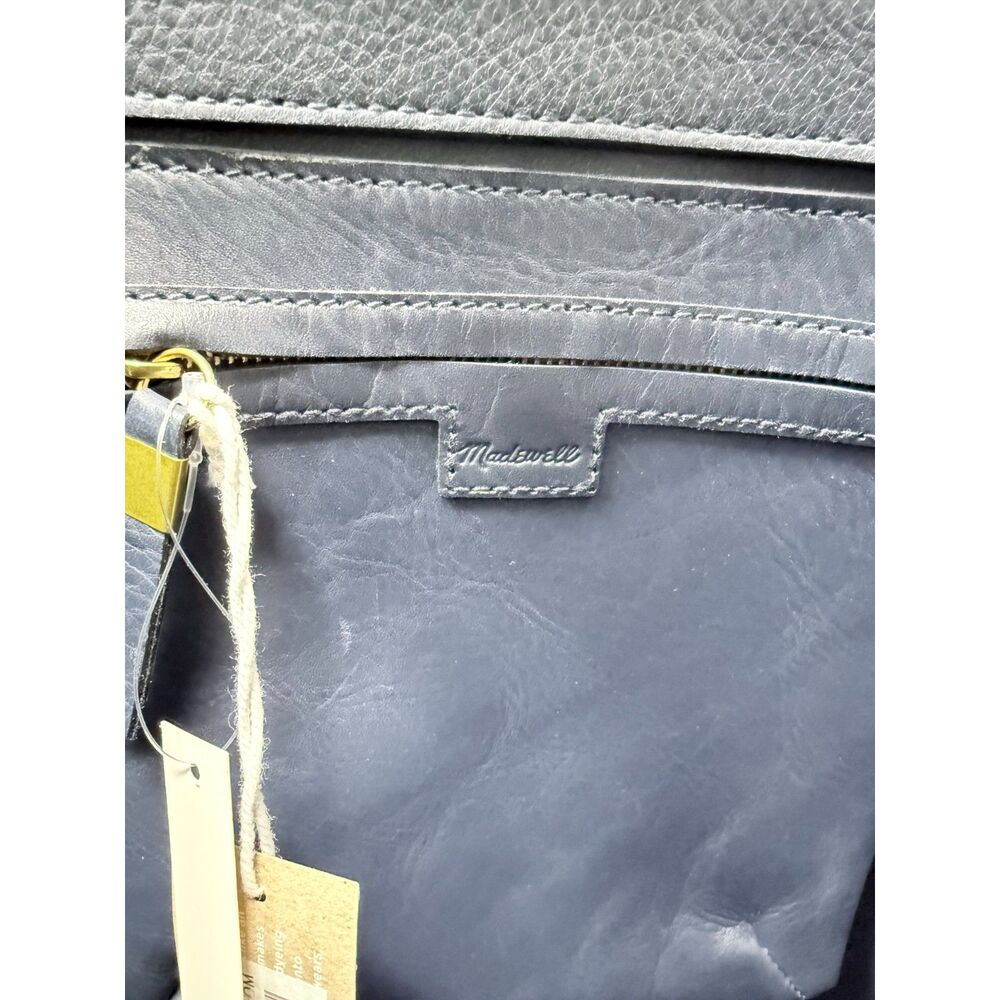 NWT Madewell The Zip-Top Medium Transport Tote in Dark Baltic Blue Leather - Picture 9 of 9